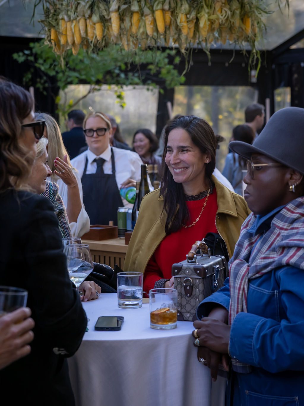 Guests at a table in conversation