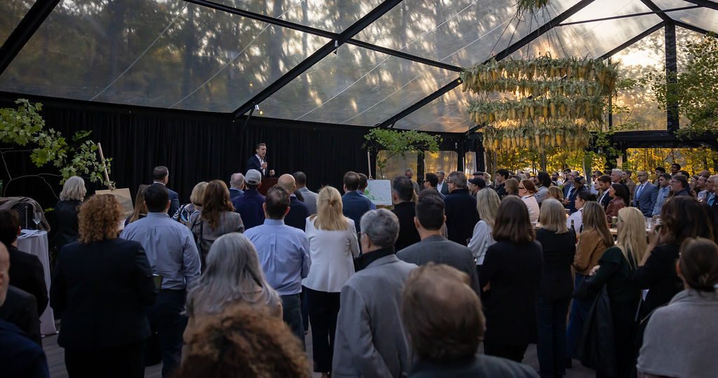 A full pavilion during the remarks