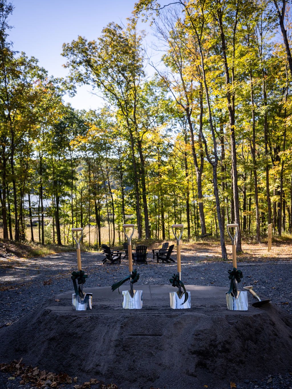 Ceremonial shovels set in the soil
